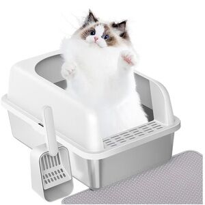 Cat Litter Box with Scoop & Mat